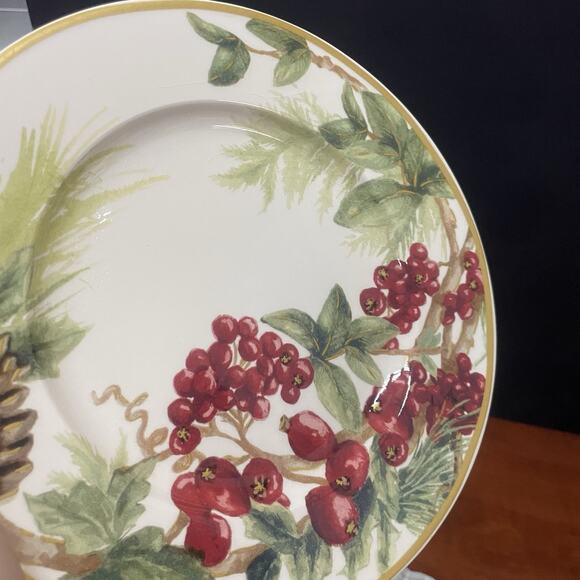 Set Of 3 William Sonoma Botanical Wreath Salad Plates 8 1/4" Made in Portugal - Picture 6 of 8